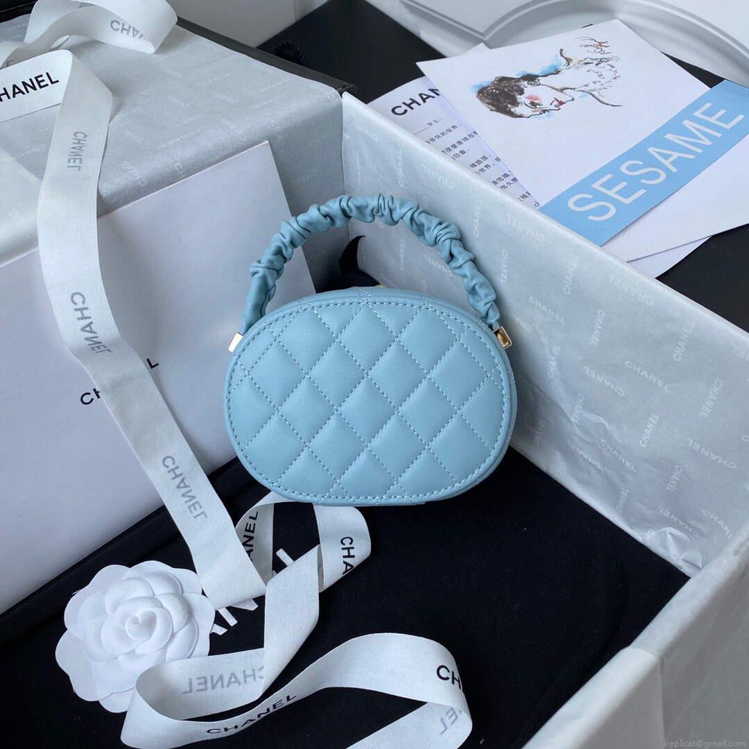 Chanel Vanity Case Shiny Lambskin Gold AP2731 Blue
