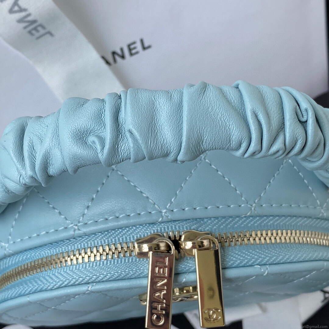 Chanel Vanity Case Shiny Lambskin Gold AP2731 Blue