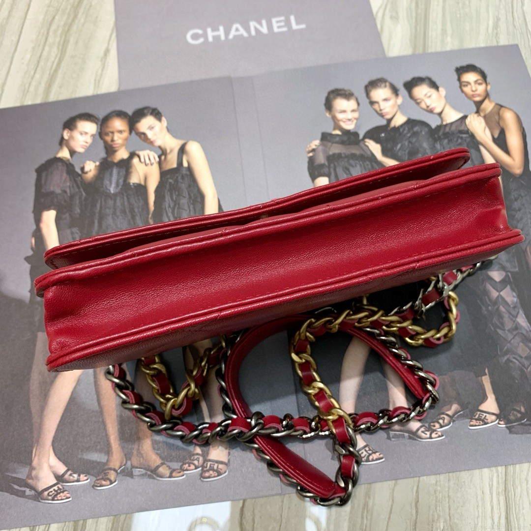 Chanel A86092 WOC Chain Wallet Bag Lambskin Wine Red