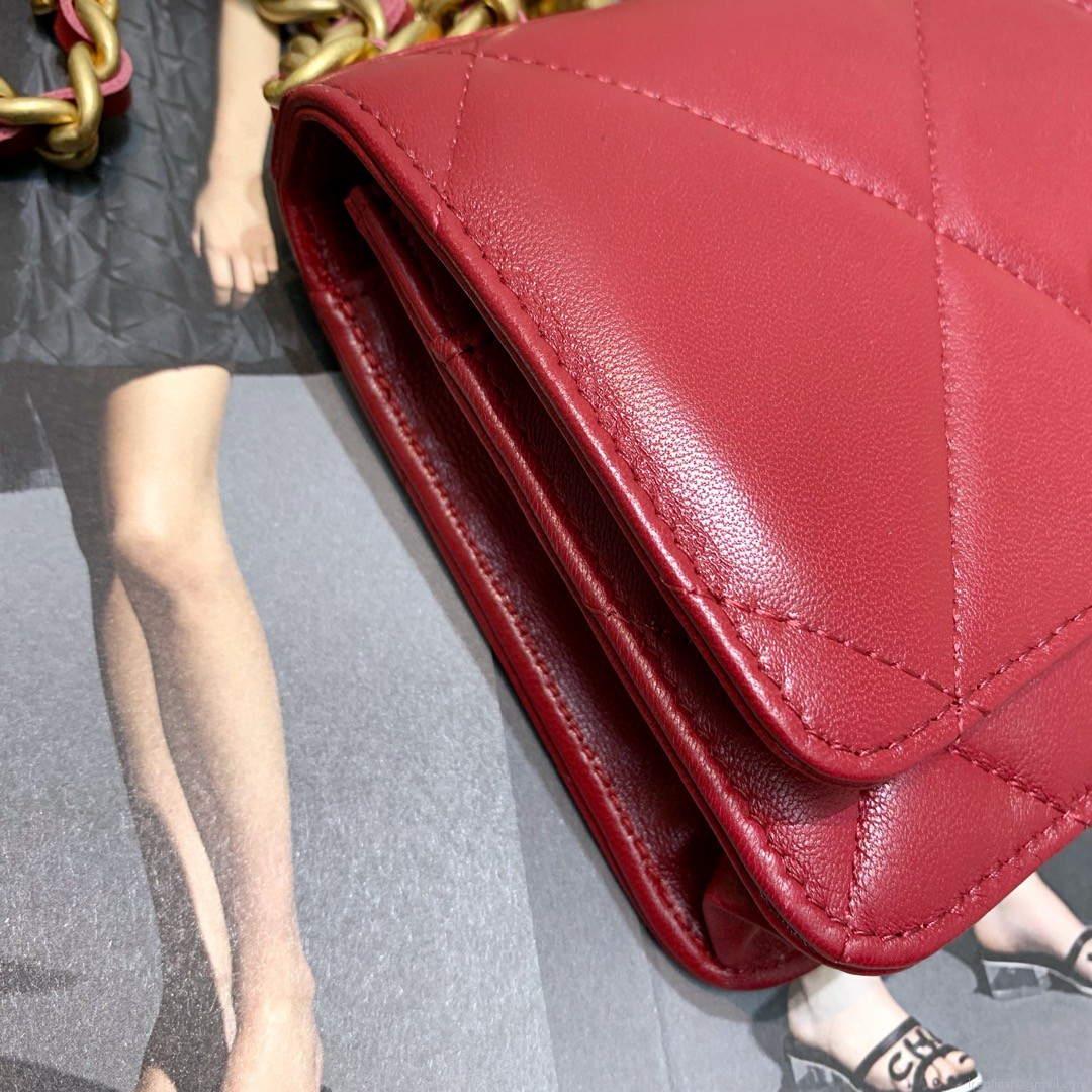 Chanel A86092 WOC Chain Wallet Bag Lambskin Wine Red