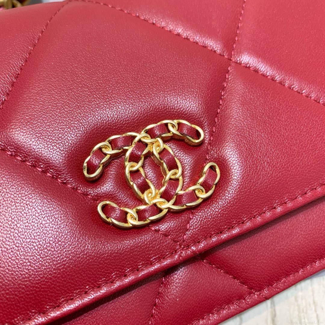 Chanel A86092 WOC Chain Wallet Bag Lambskin Wine Red