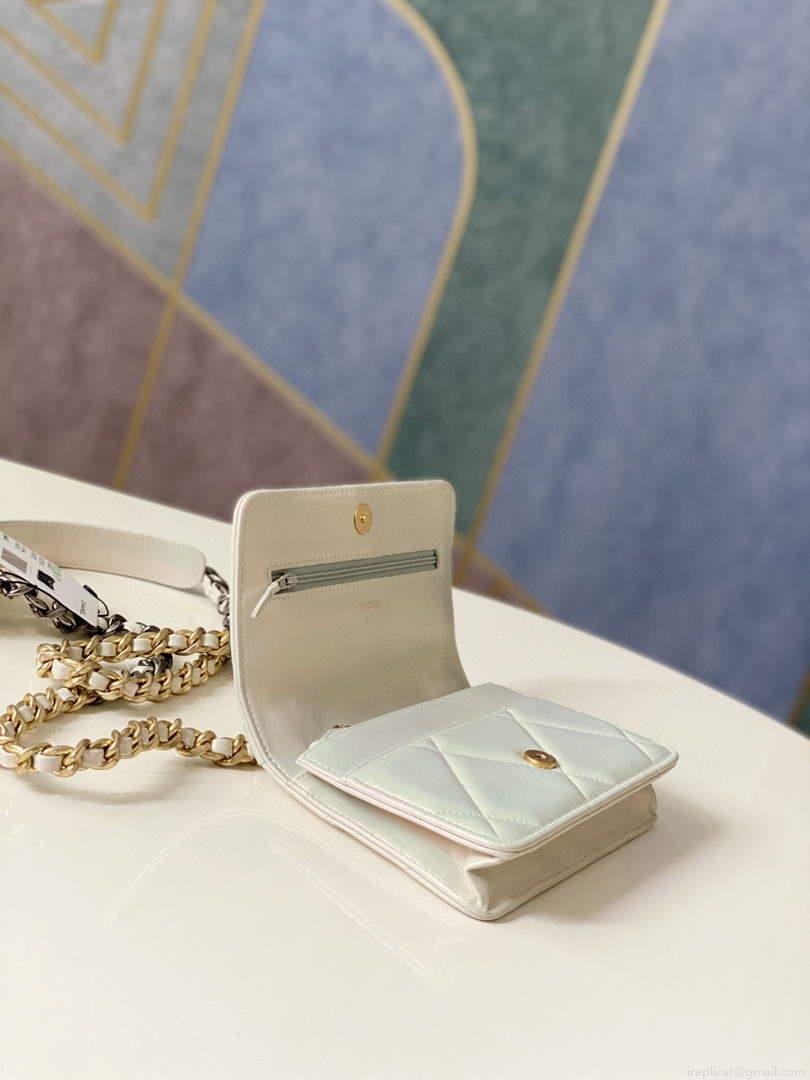 Chanel A86092 WOC Chain Wallet Bag Lambskin White