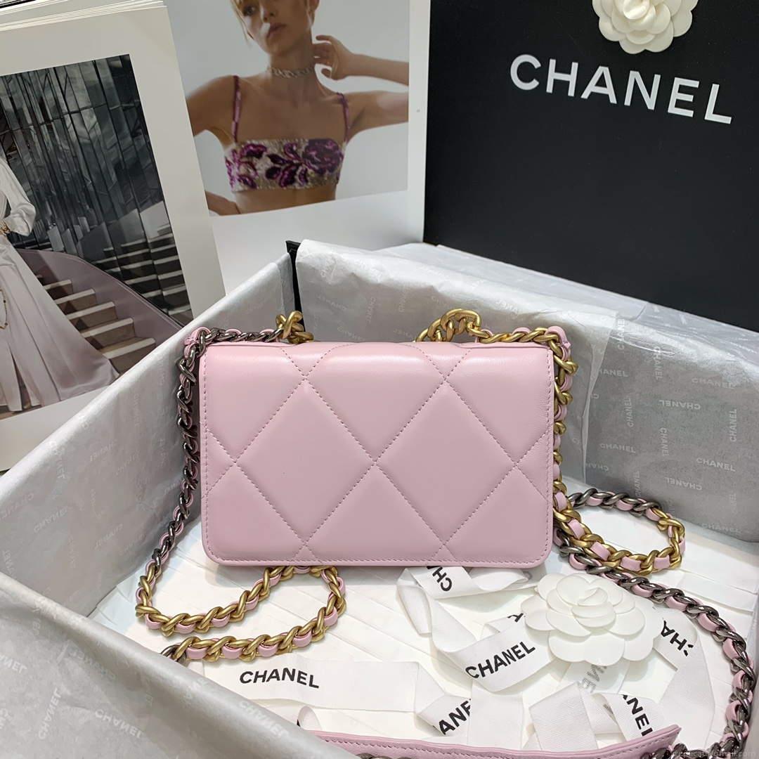 Chanel A86092 WOC 19 Chain Wallet Bag Lambskin Light Pink