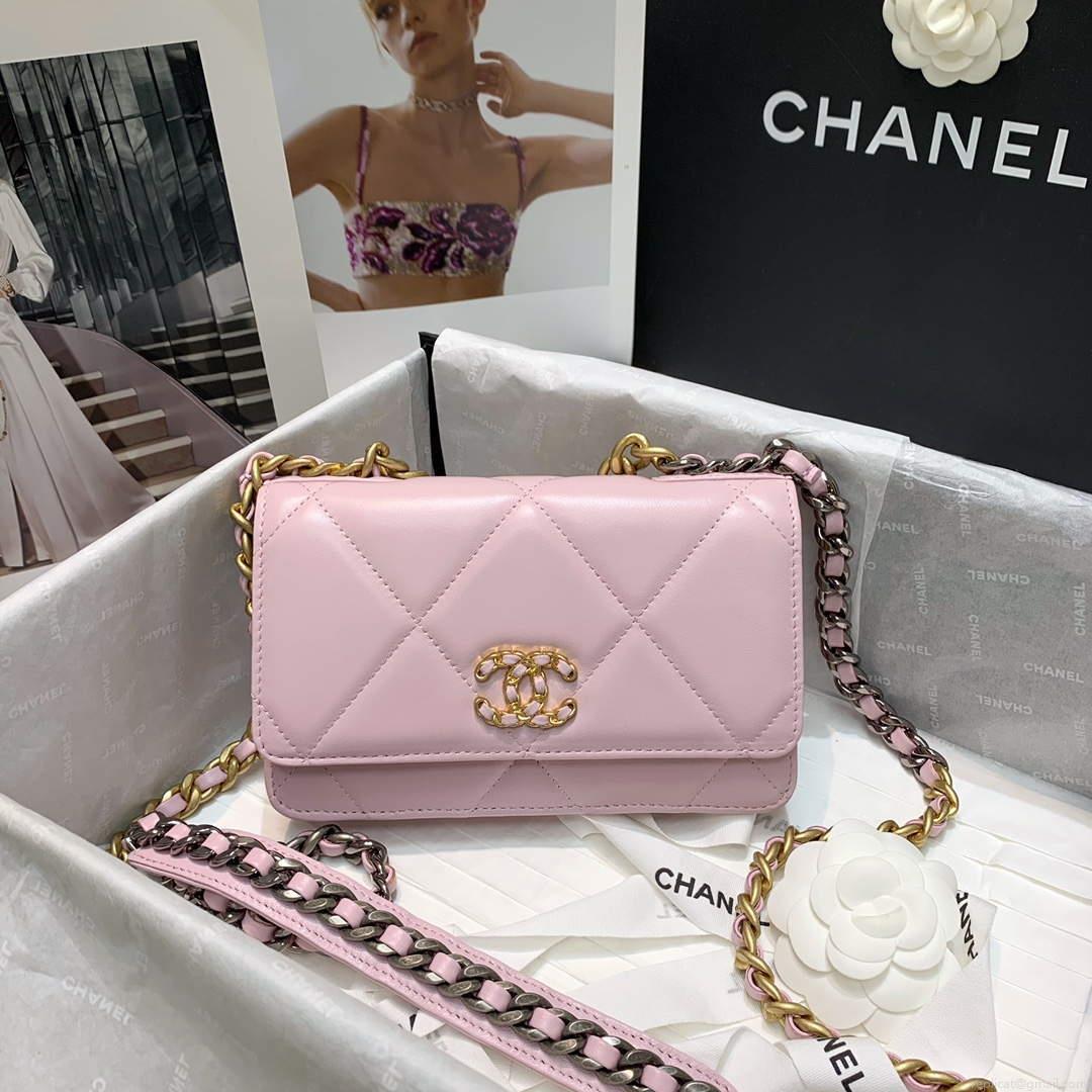 Chanel A86092 WOC 19 Chain Wallet Bag Lambskin Light Pink