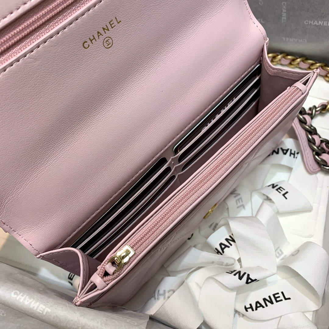 Chanel A86092 WOC 19 Chain Wallet Bag Lambskin Light Pink