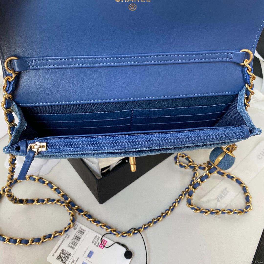 Chanel AP1450 Wallet on Chain Lambskin A33814 Blue