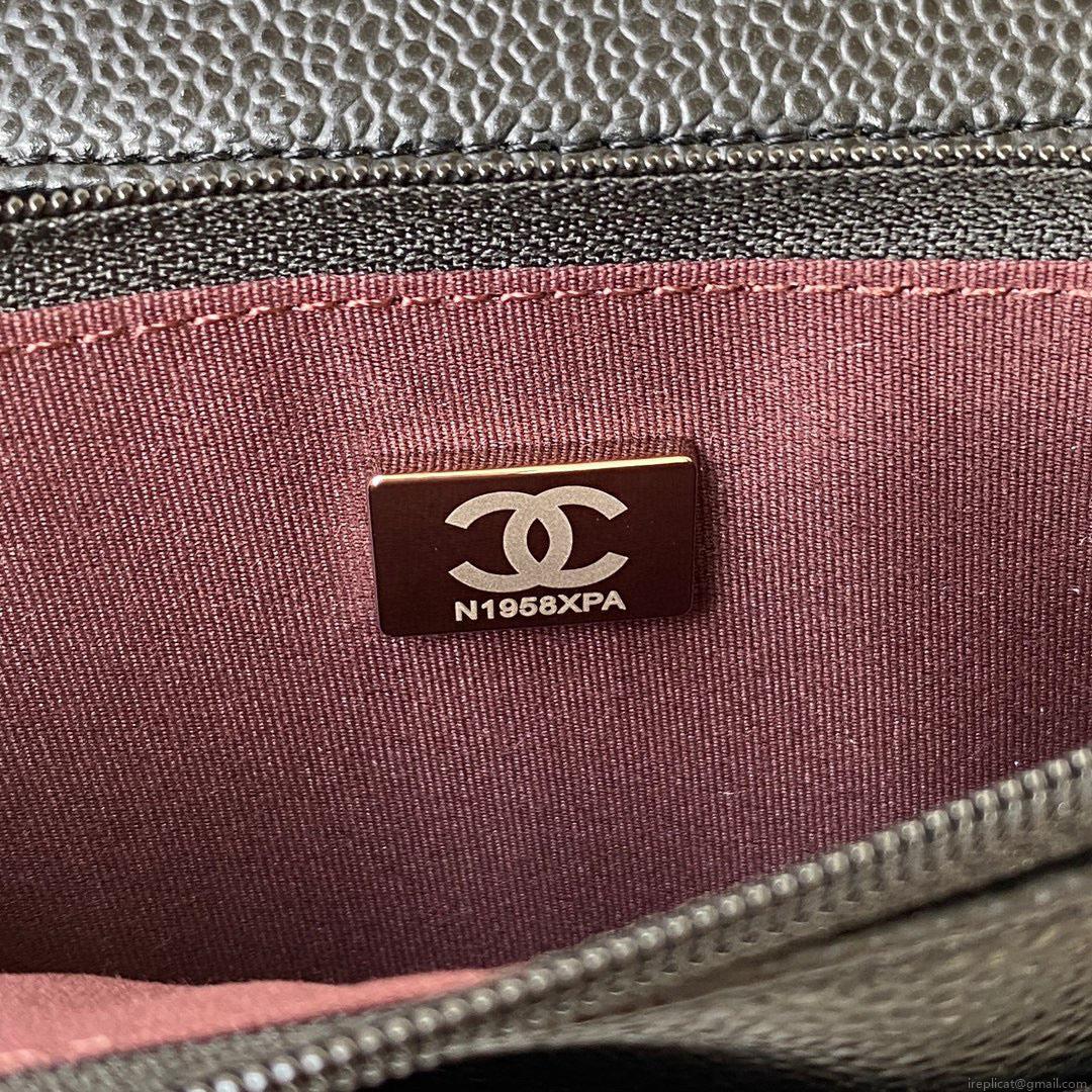 Chanel AP0250 Wallet on Chain Grained Calfskin A33814 Black Silver