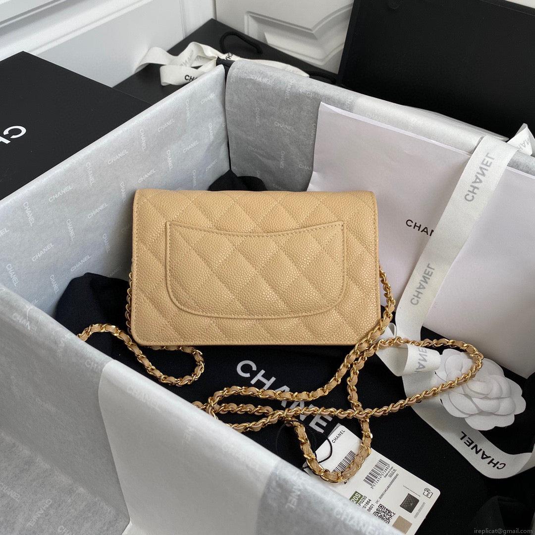Chanel AP0250 Wallet on Chain Grained Calfskin A33814 apricot