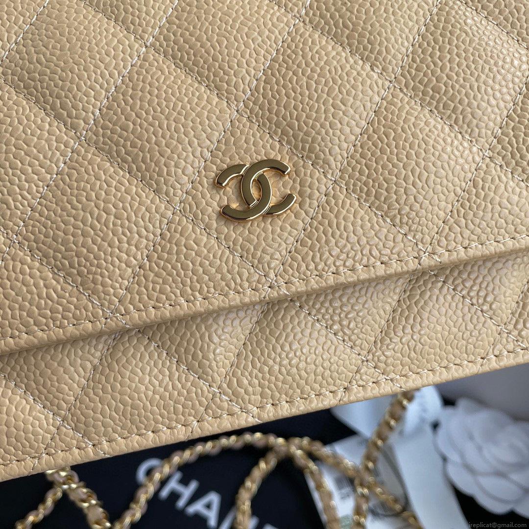 Chanel AP0250 Wallet on Chain Grained Calfskin A33814 apricot