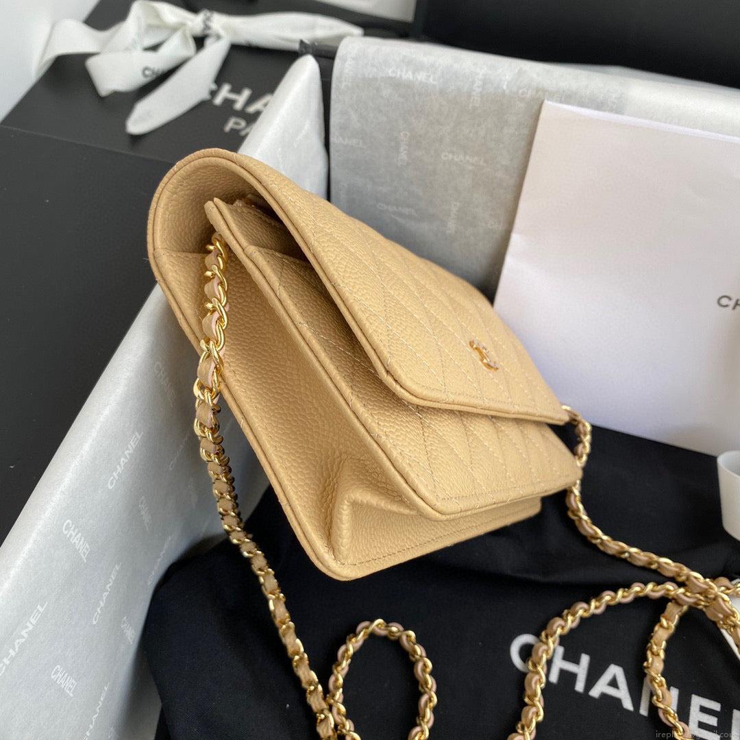 Chanel AP0250 Wallet on Chain Grained Calfskin A33814 apricot