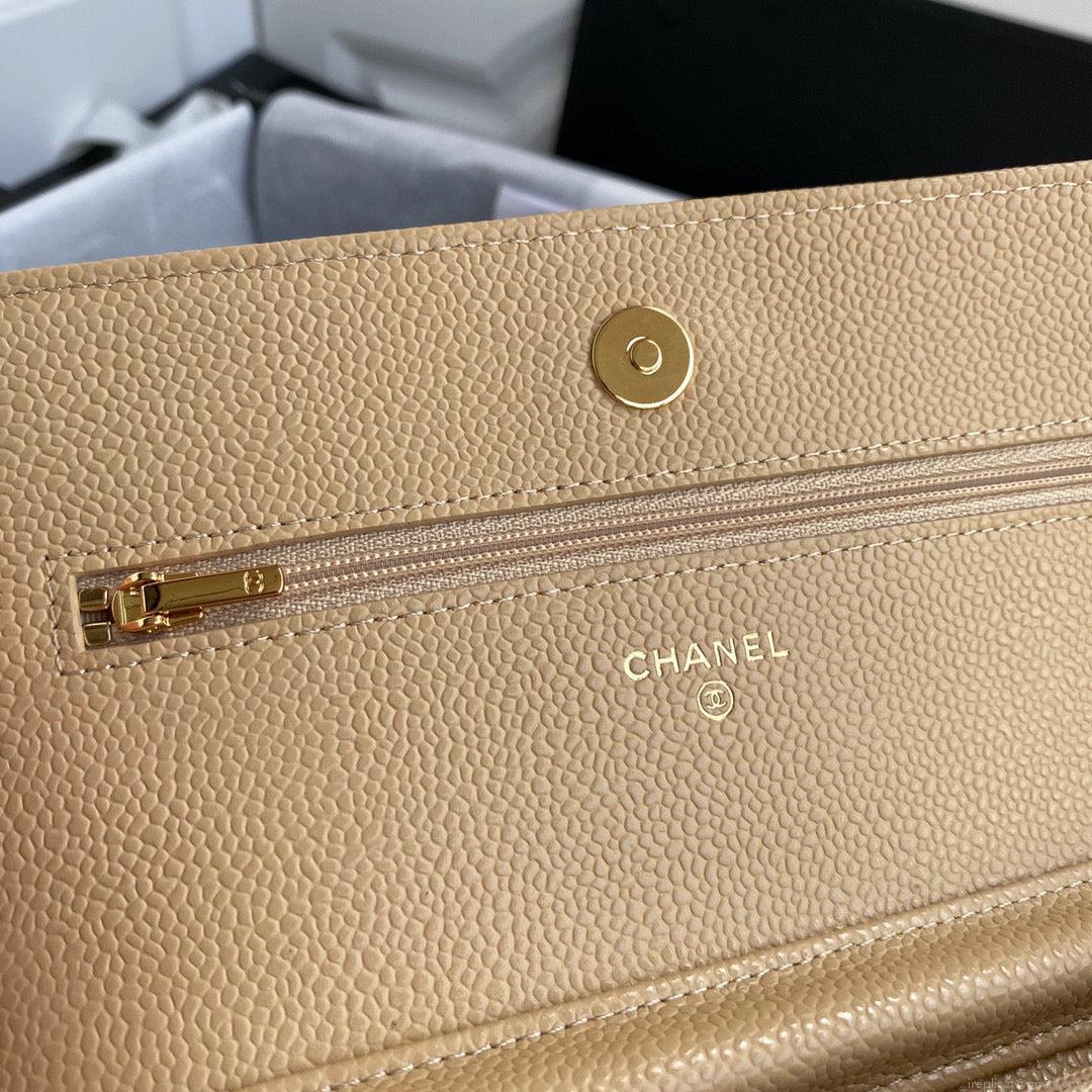 Chanel AP0250 Wallet on Chain Grained Calfskin A33814 apricot