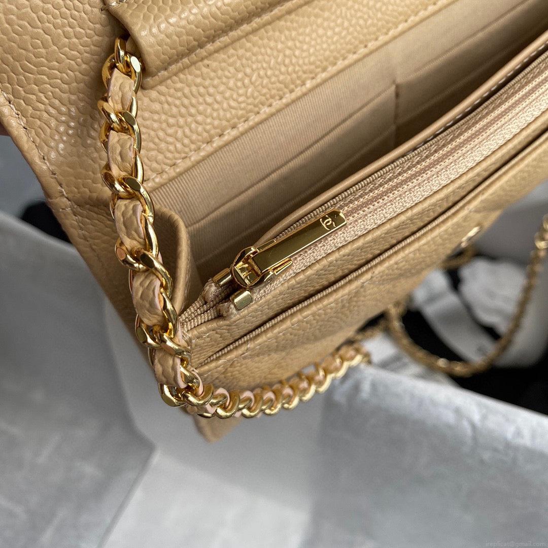 Chanel AP0250 Wallet on Chain Grained Calfskin A33814 apricot
