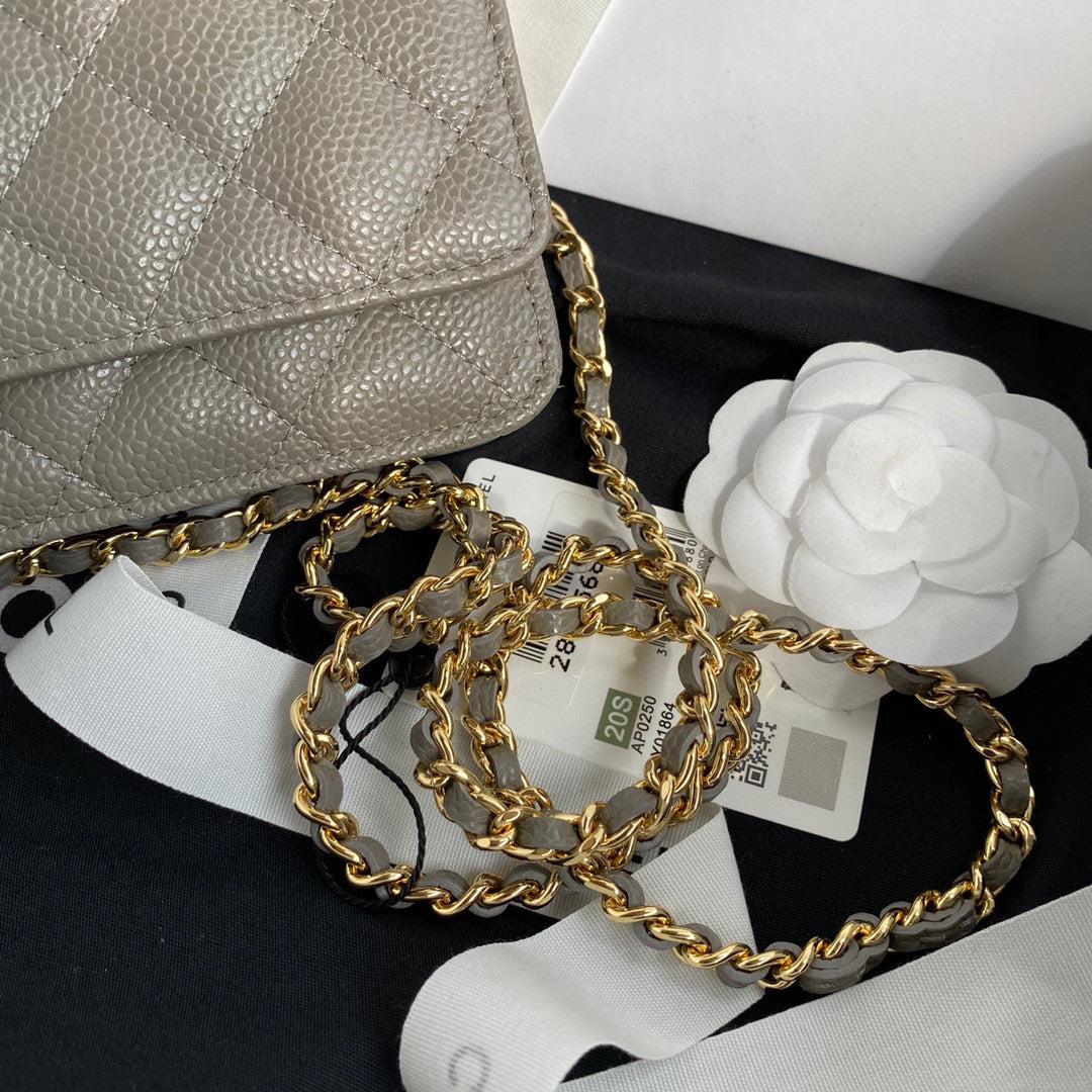 Chanel AP0250 Wallet on Chain Grained Calfskin A33814 Gray