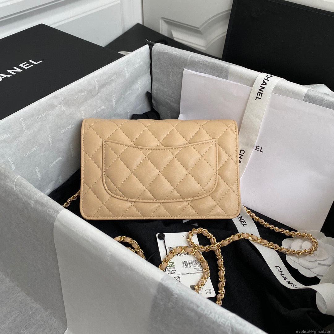Chanel AP0250 Wallet on Chain Lambskin A33814 apricot