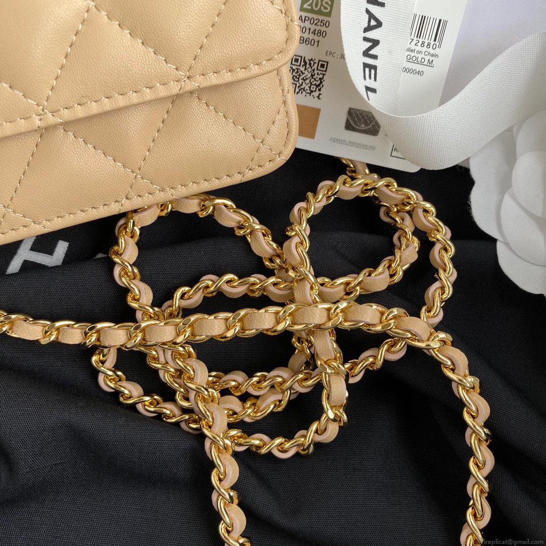 Chanel AP0250 Wallet on Chain Lambskin A33814 apricot