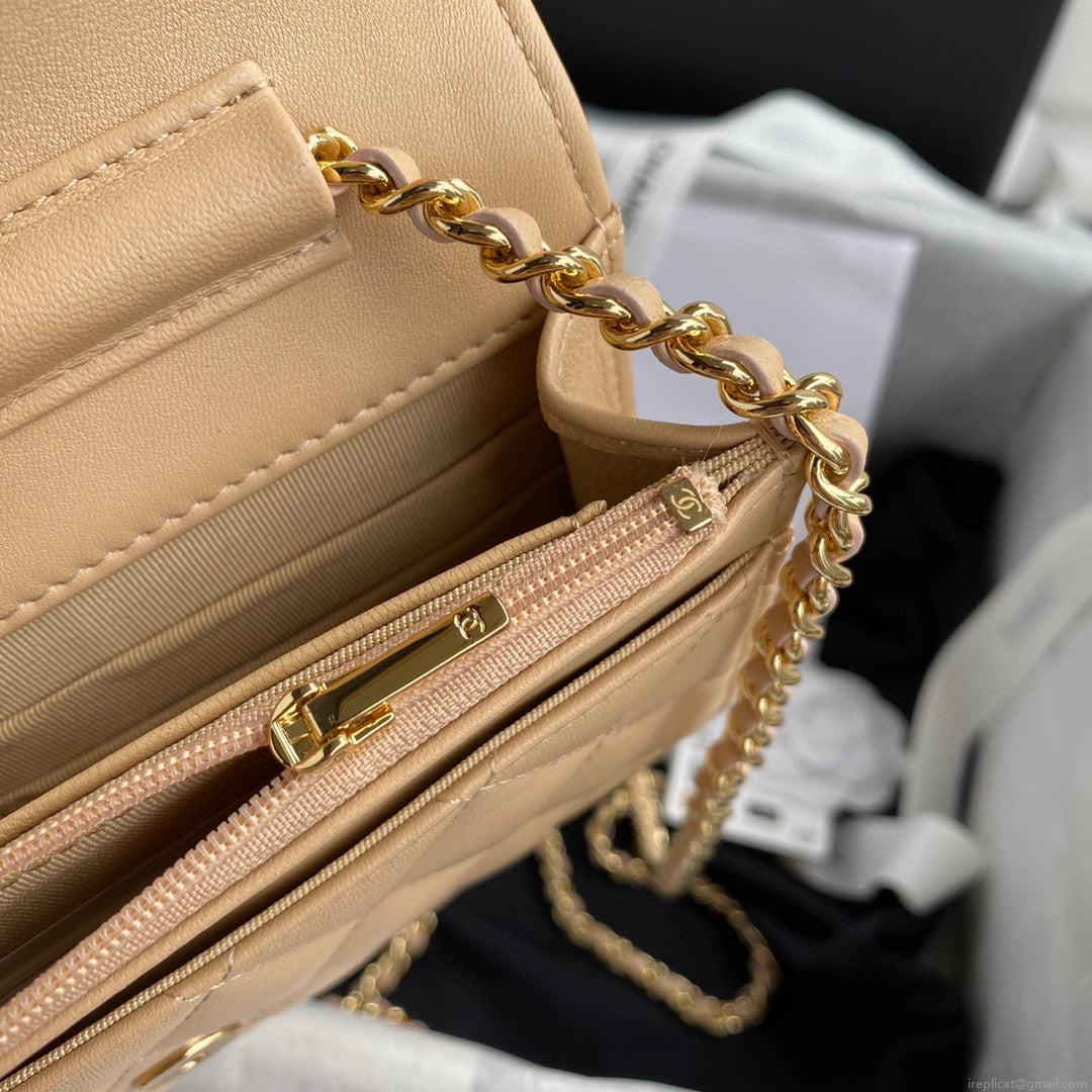 Chanel AP0250 Wallet on Chain Lambskin A33814 apricot