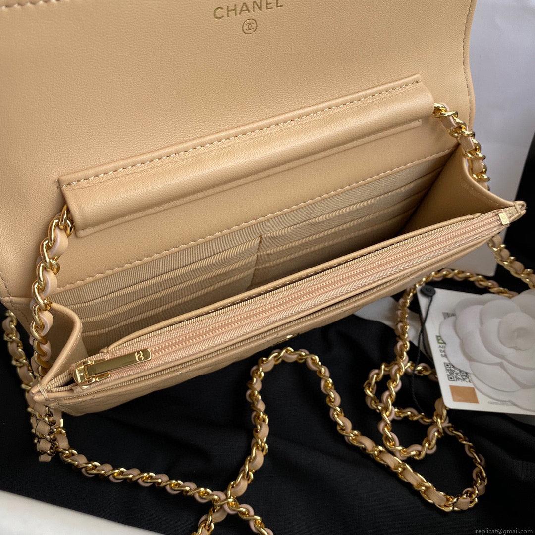 Chanel AP0250 Wallet on Chain Lambskin A33814 apricot