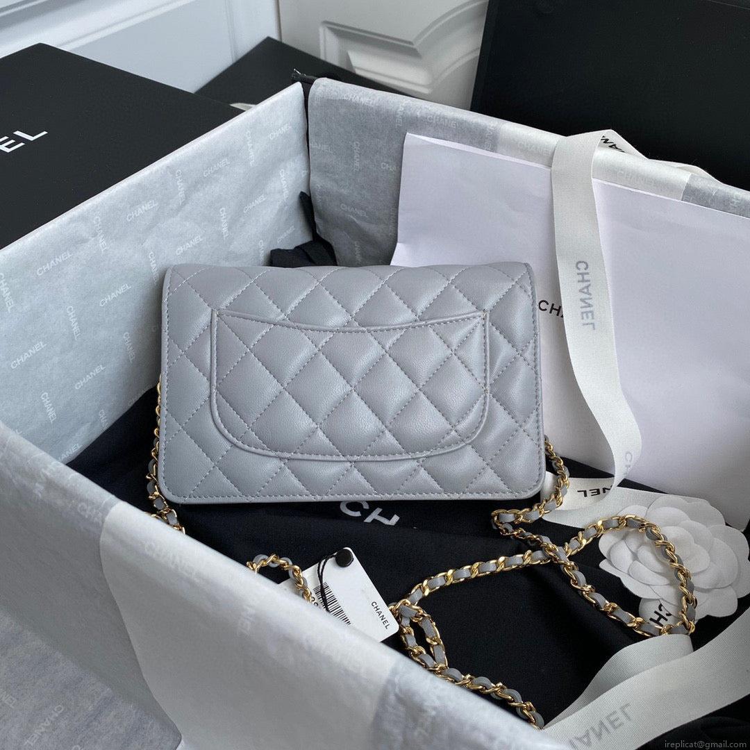 Chanel AP0250 Wallet on Chain Lambskin A33814 Gray