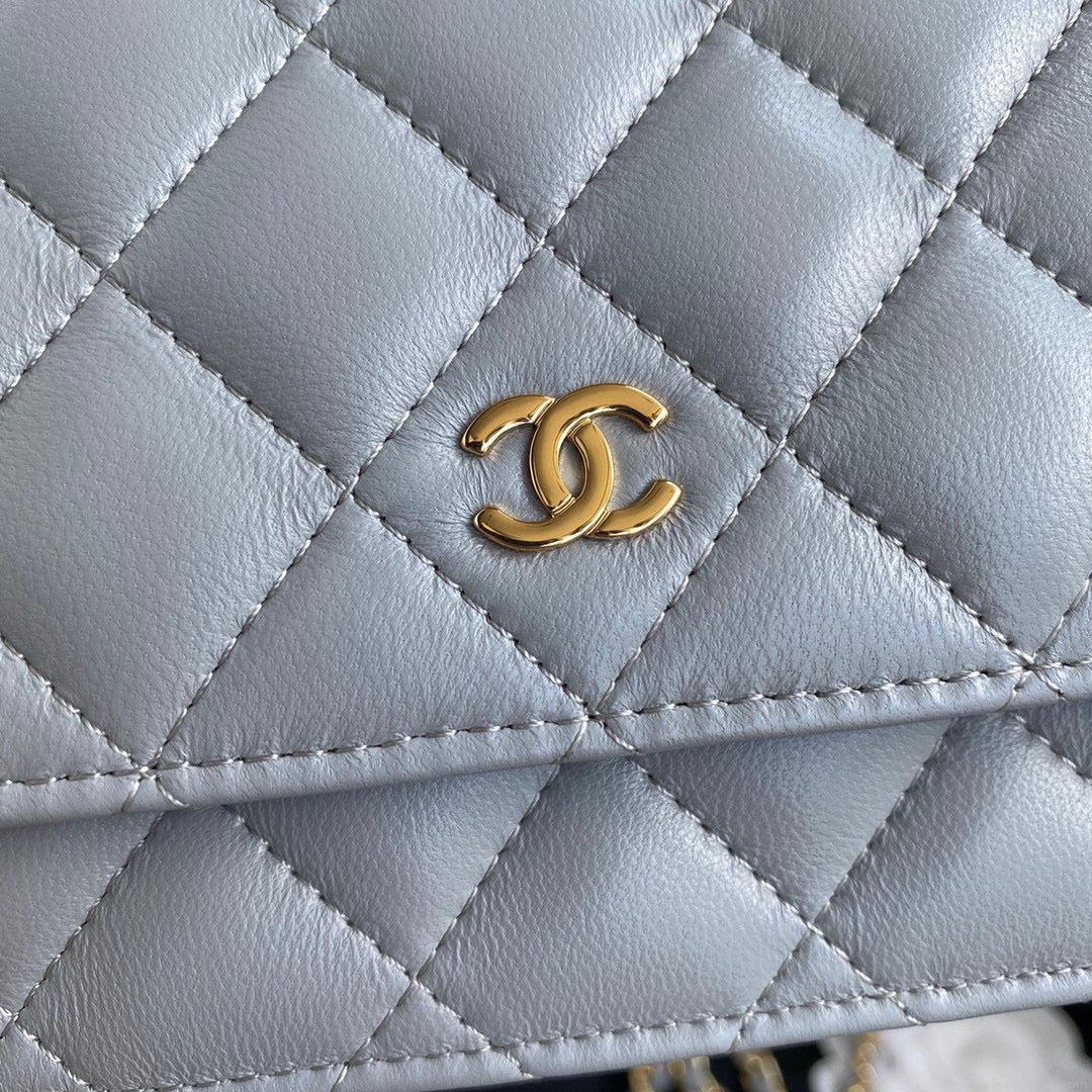 Chanel AP0250 Wallet on Chain Lambskin A33814 Gray