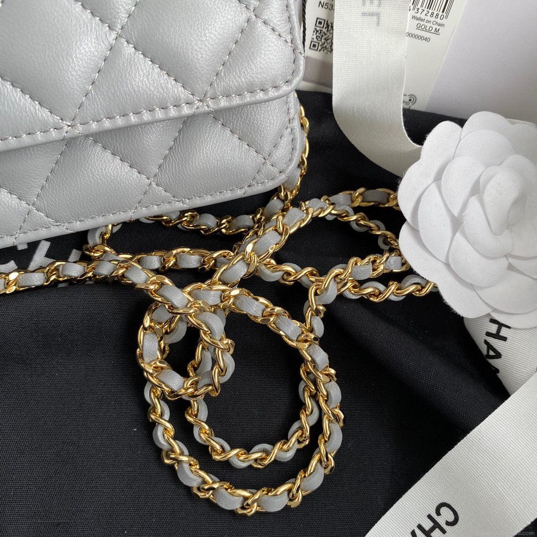 Chanel AP0250 Wallet on Chain Lambskin A33814 Gray