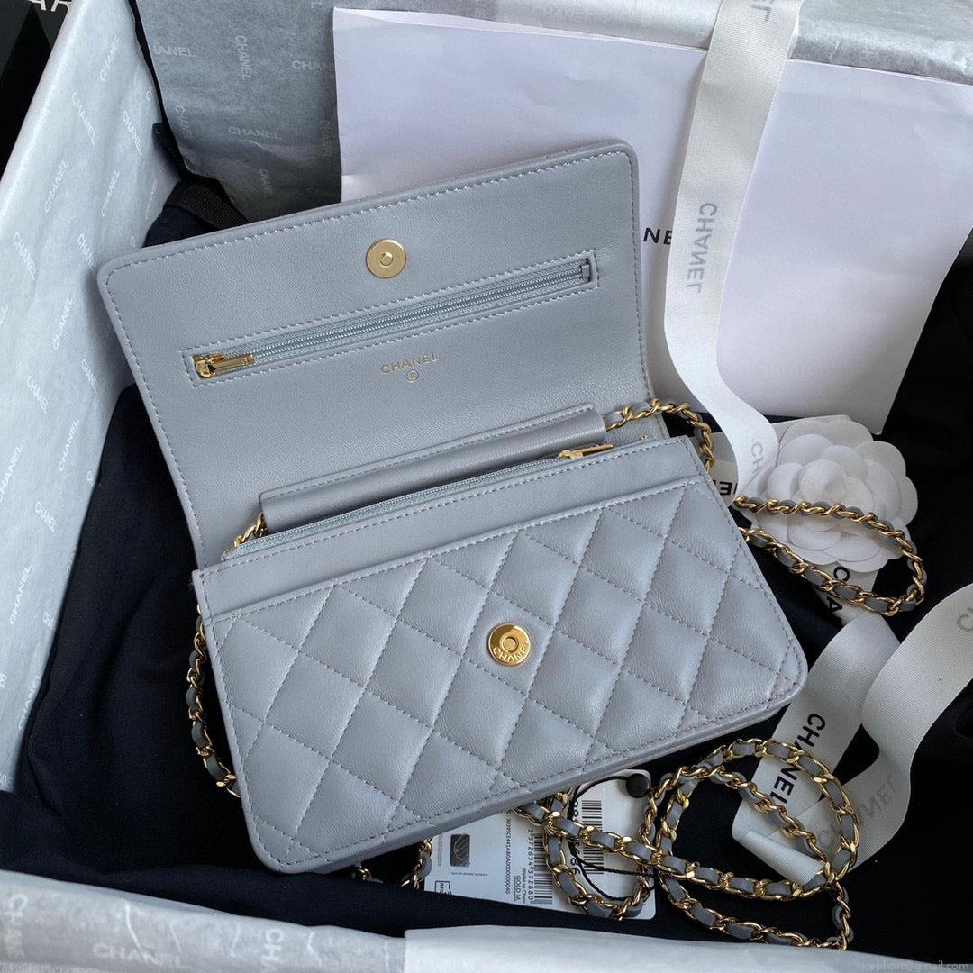 Chanel AP0250 Wallet on Chain Lambskin A33814 Gray