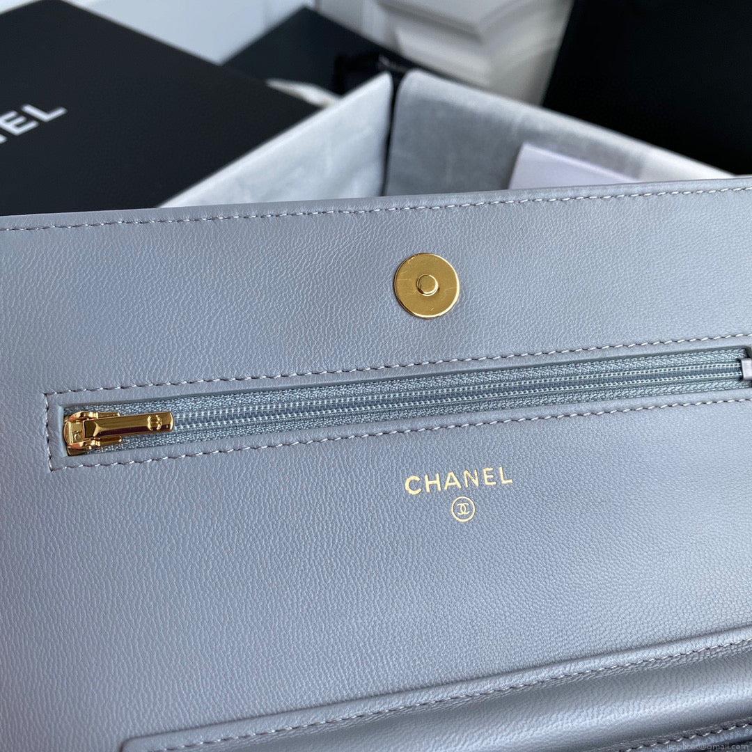 Chanel AP0250 Wallet on Chain Lambskin A33814 Gray