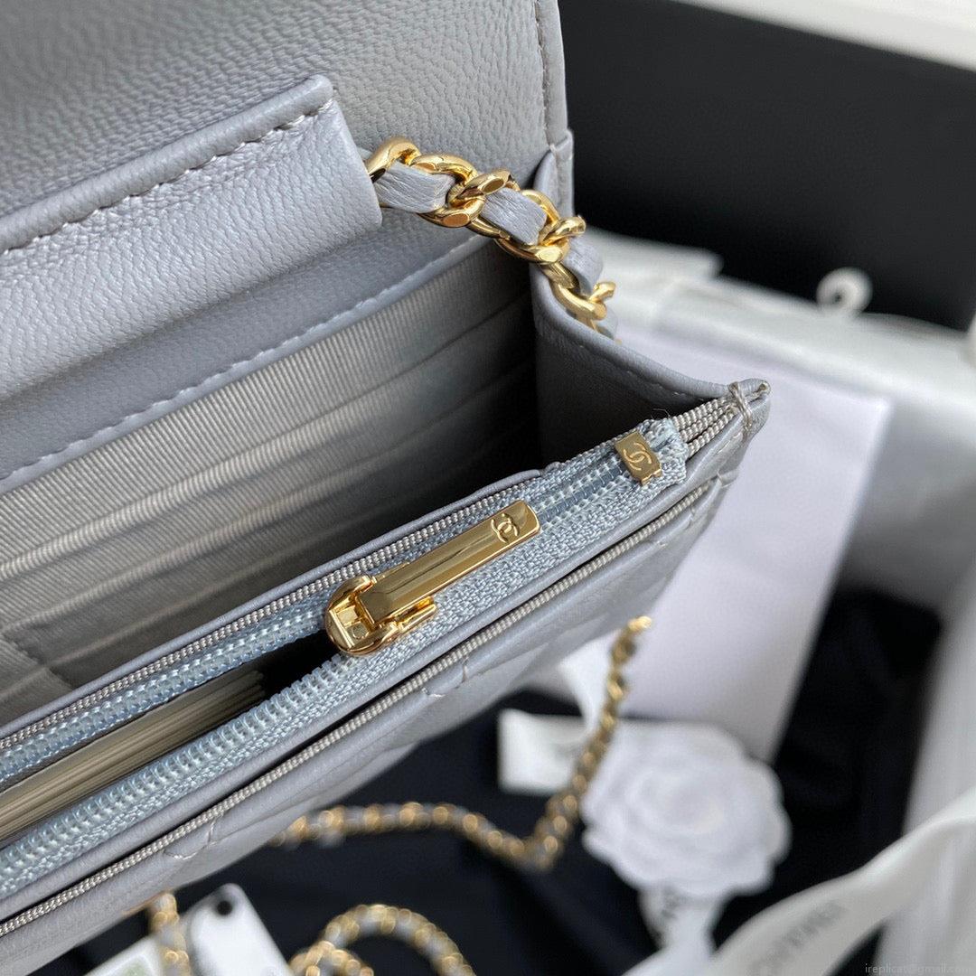 Chanel AP0250 Wallet on Chain Lambskin A33814 Gray