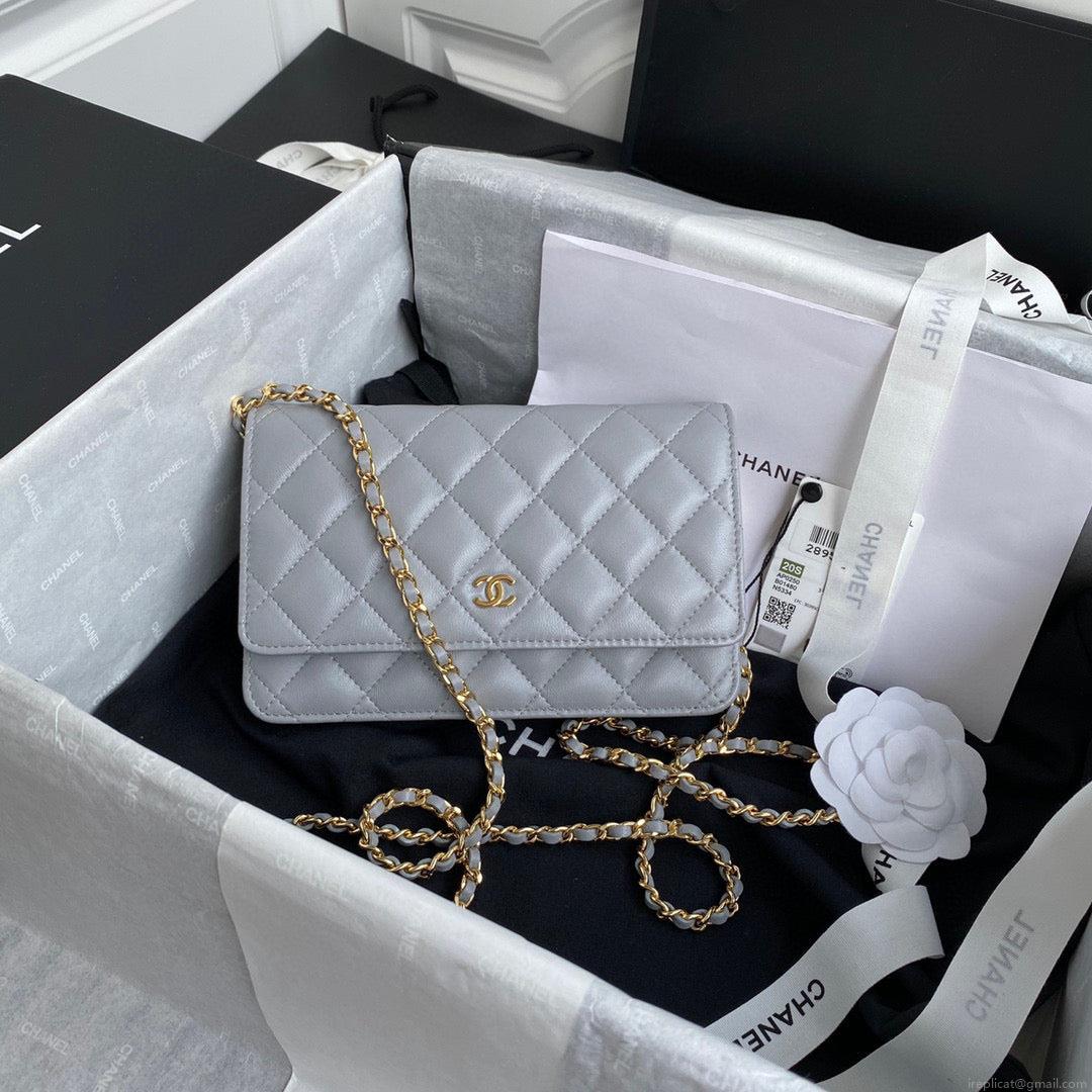 Chanel AP0250 Wallet on Chain Lambskin A33814 Gray