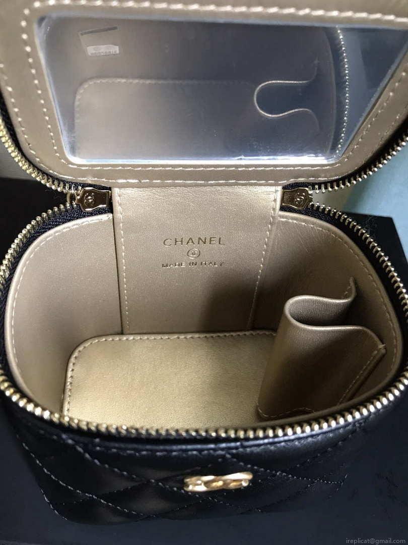 Chanel AP1447 small Vanity with chain lambskin gold Light Black