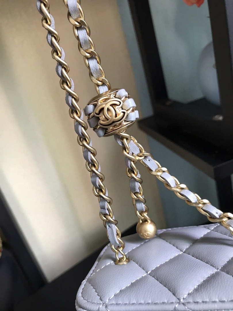 Chanel AP1447 small Vanity with chain lambskin gold Light Purple