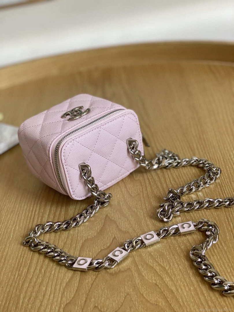Chanel A81193 Mini Vanity with chain Calfskin Sliver Pink