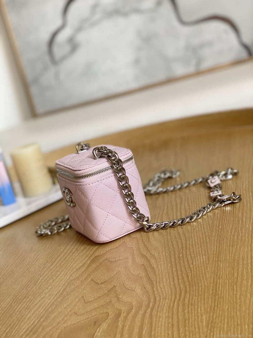 Chanel A81193 Mini Vanity with chain Calfskin Sliver Pink
