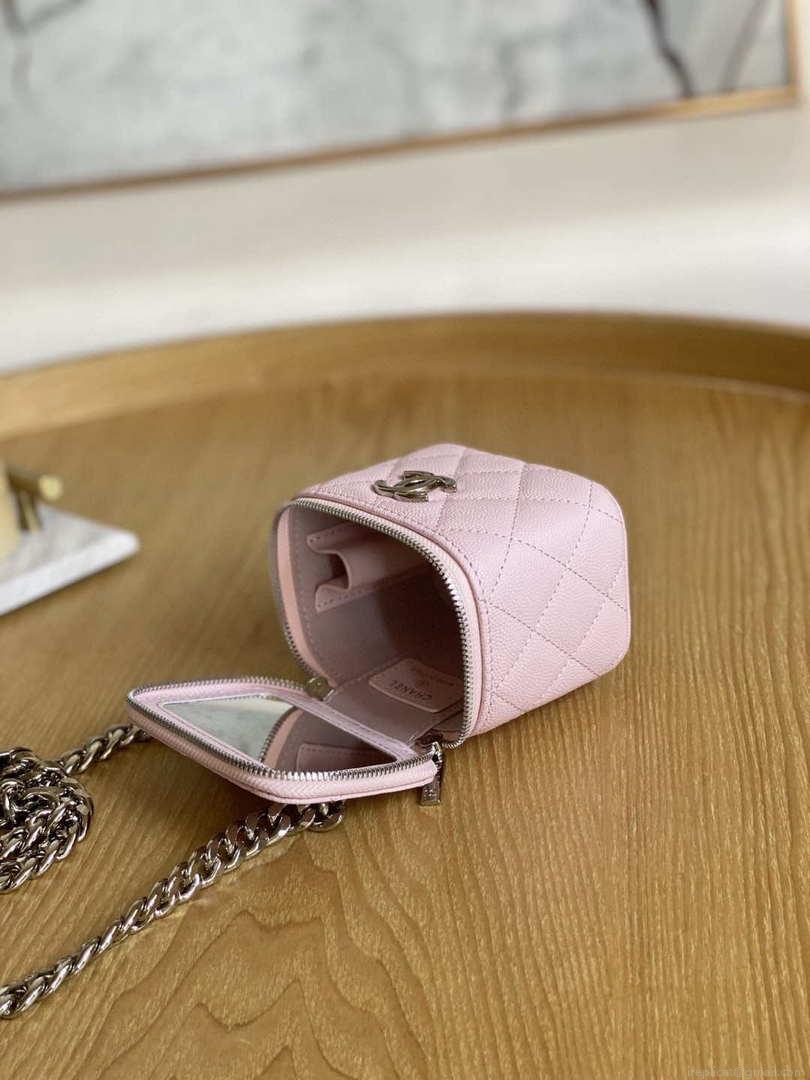 Chanel A81193 Mini Vanity with chain Calfskin Sliver Pink