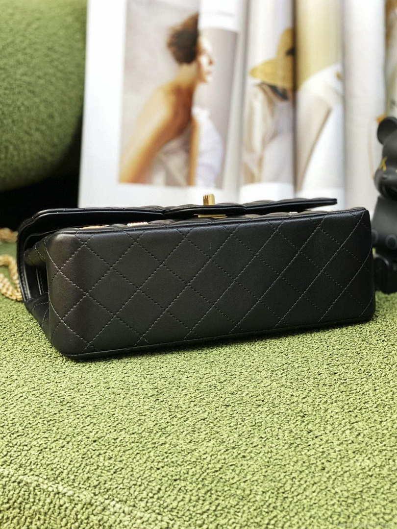 Chanel A37586 2.55 Handbag Calfskin Strass Glass Pearls Gold