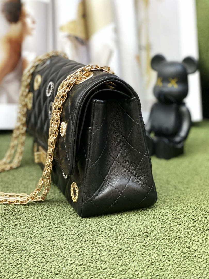 Chanel A37586 2.55 Handbag Calfskin Strass Glass Pearls Gold