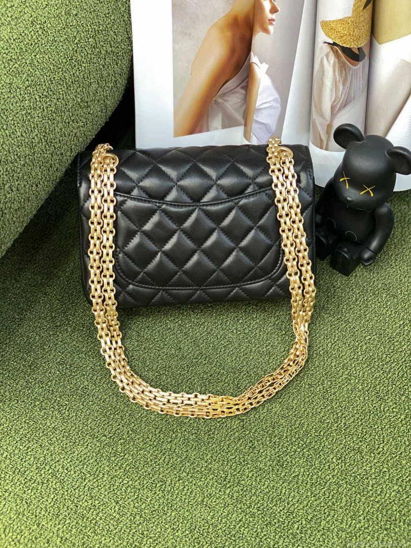 Chanel AS0874 Mini 2.55 Handbag Calfskin Strass Glass Pearls Black Gold