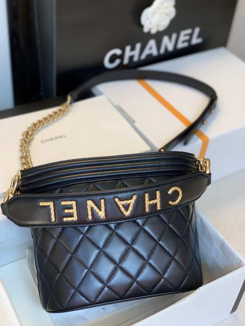 Chanel AP2902 Bucket Bag with Chain Chanel Lambskin Black