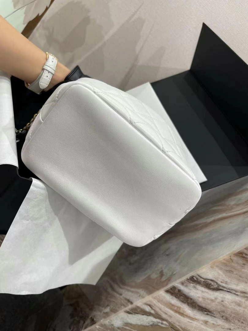 Chanel AS3242 Small Hobo Bag Lambskin Strass Gold-Tone Metal White