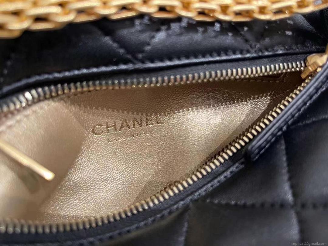 Chanel AS3242 Small Hobo Bag Lambskin Strass Gold-Tone Metal Black