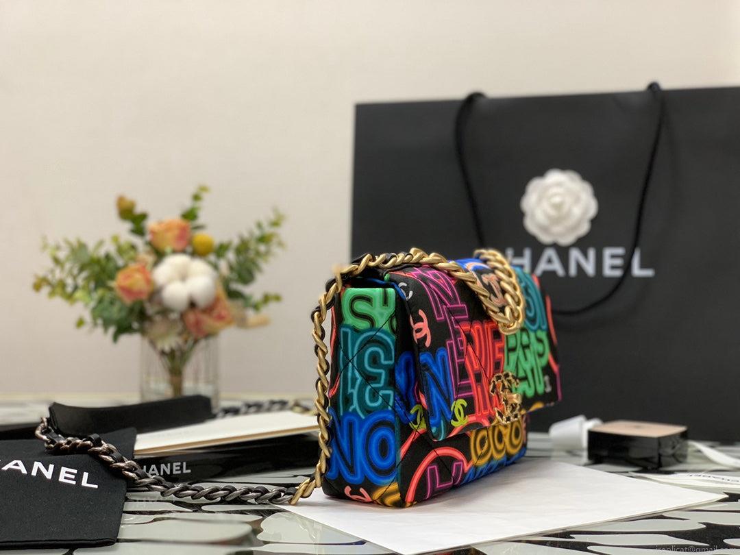 Chanel As1160 Chanel 19 Handbag Flap Graffiti Print Vintage multicolor gold