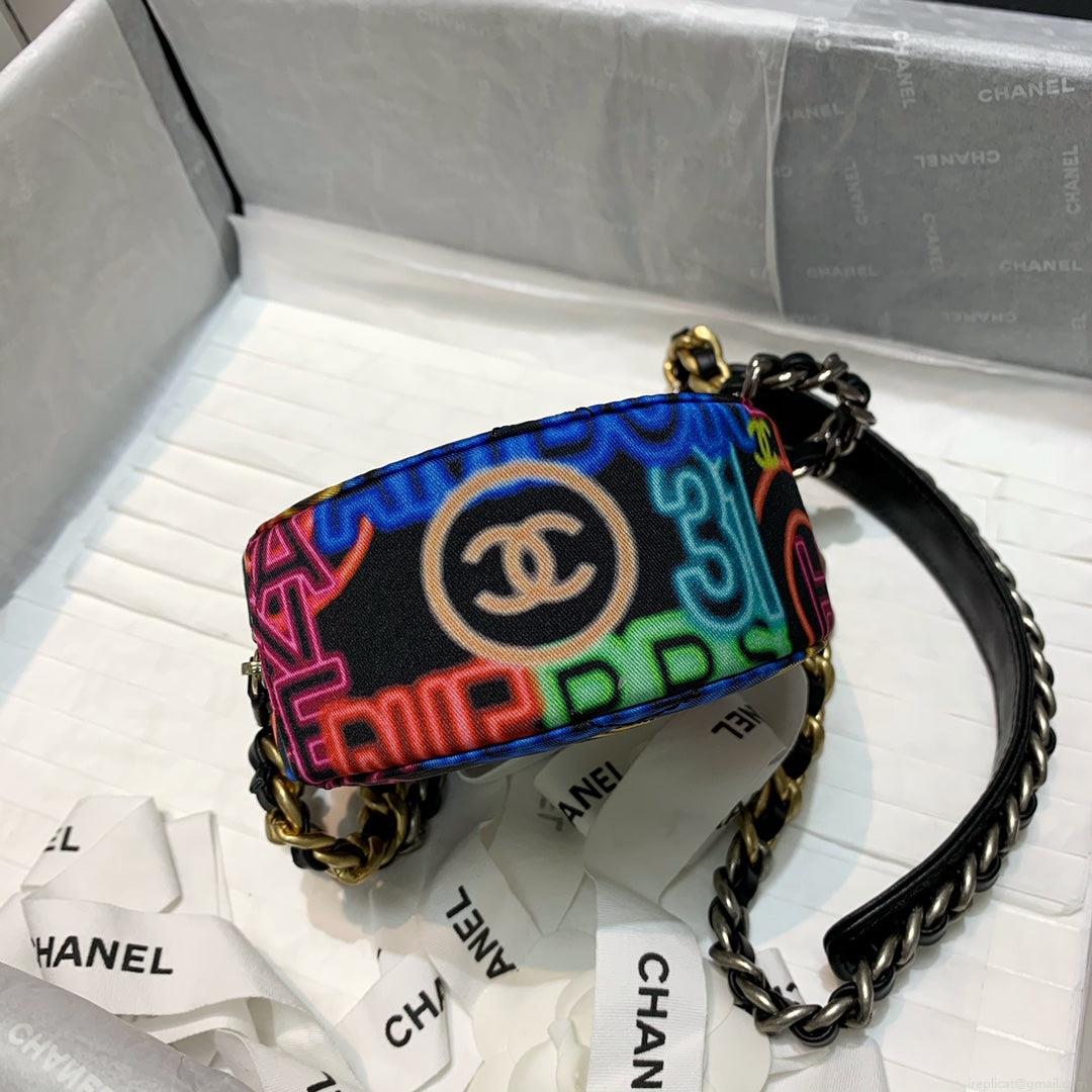 Chanel A86093 Round Handbag Flap Graffiti Print Vintage multicolor gold