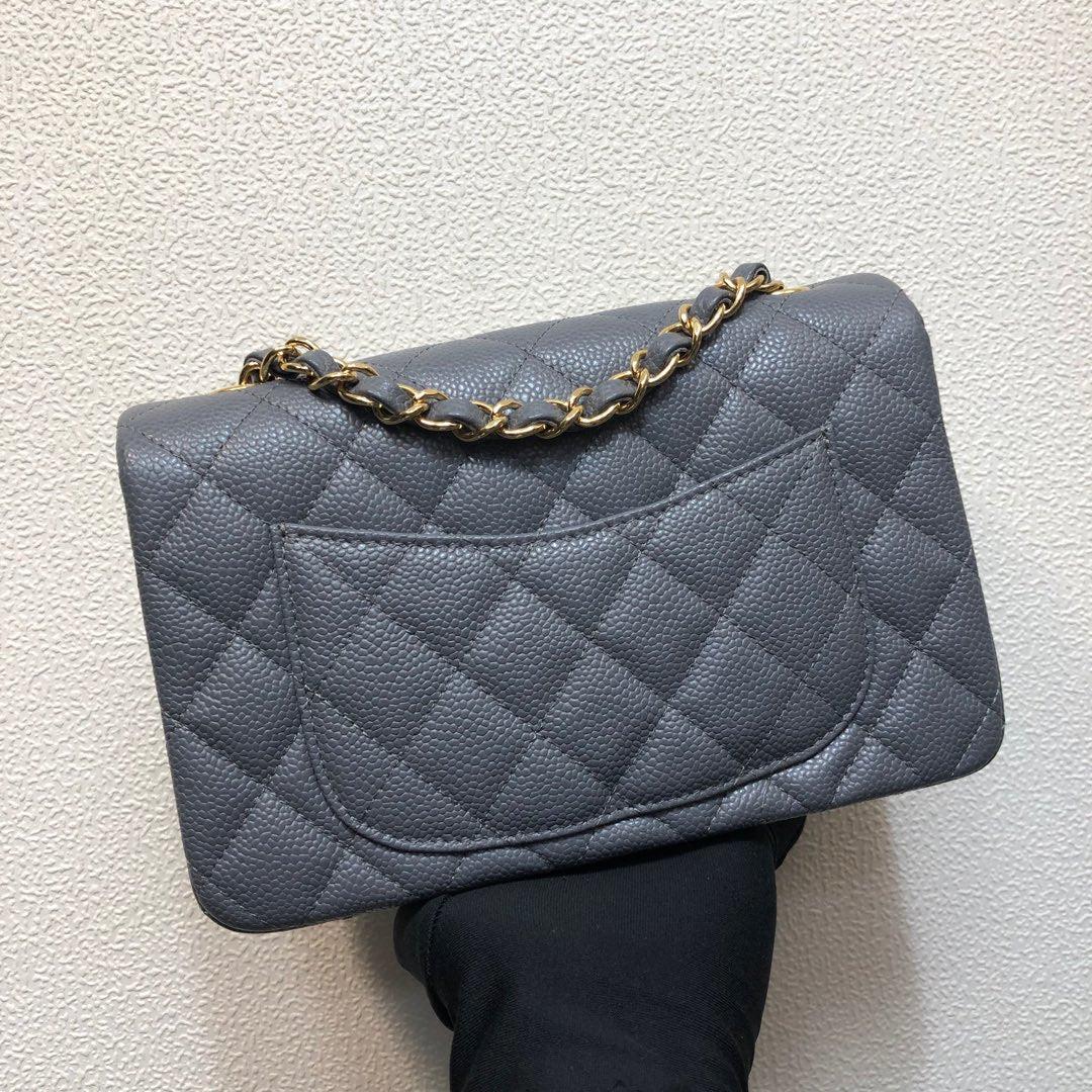 Chanel A69900 Mini Flap Bag Grained Calfskin Gray Gold
