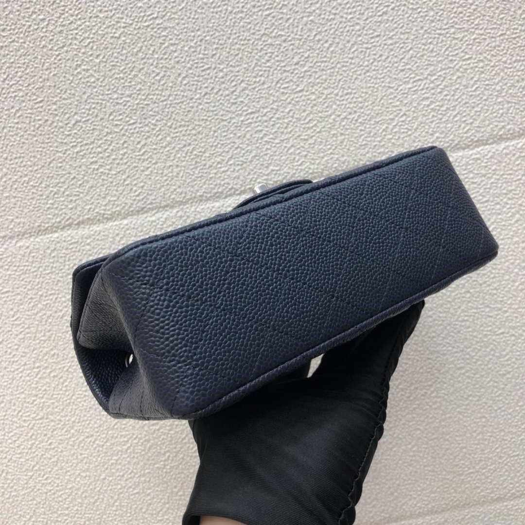 Chanel A69900 Mini Flap Bag Grained Calfskin Navy Blue Silver