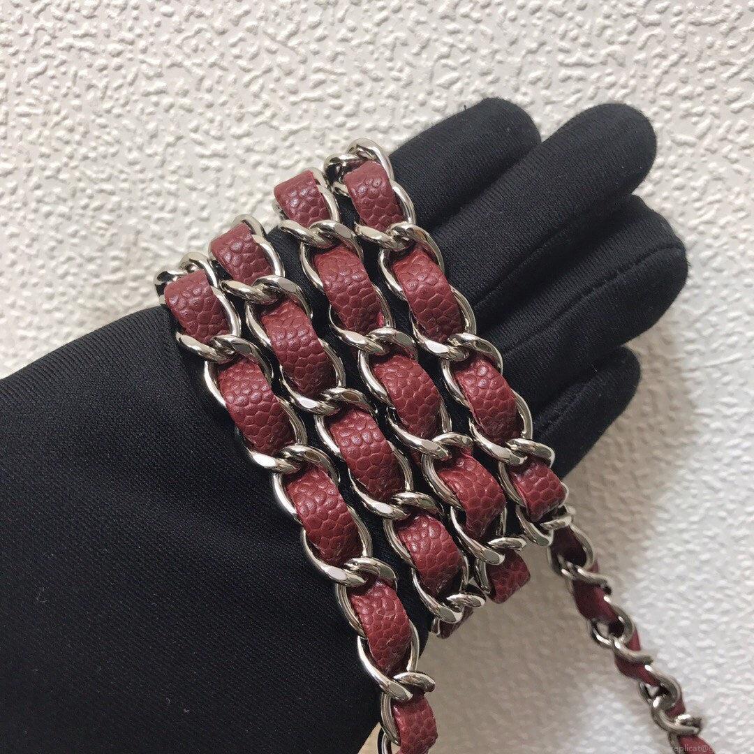 Chanel A69900 Mini Flap Bag Grained Calfskin Wine Red Silver