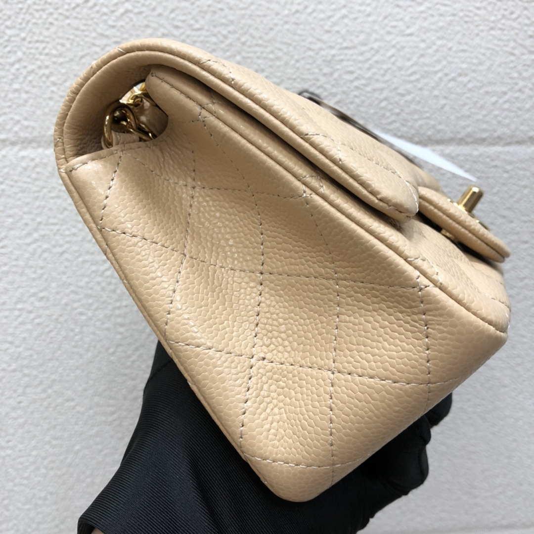 Chanel A35200 Mini Flap Bag 17cm Grained Calfskin Apricot Gold