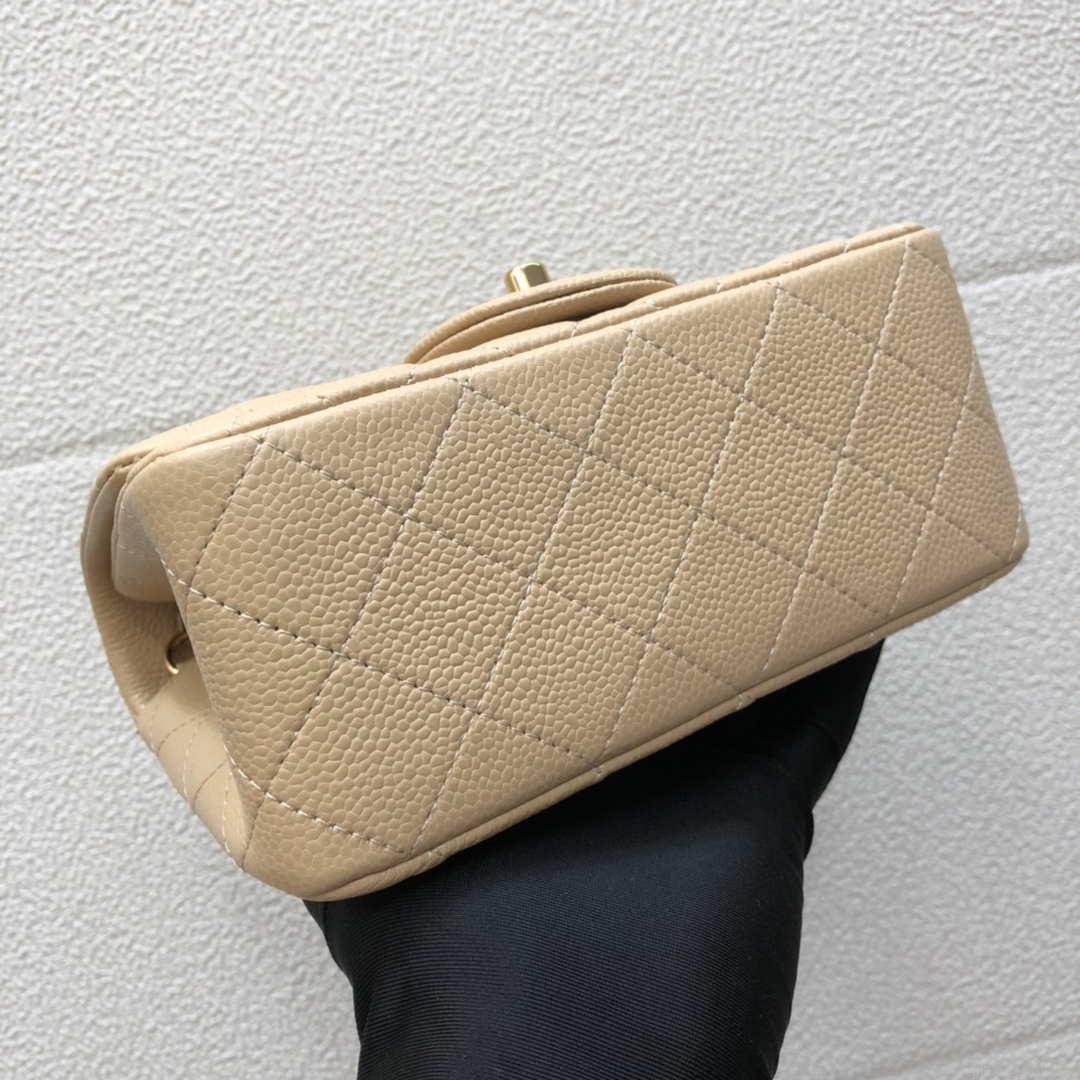 Chanel A35200 Mini Flap Bag 17cm Grained Calfskin Apricot Gold