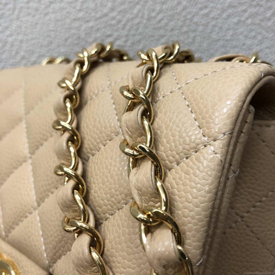 Chanel A35200 Mini Flap Bag 17cm Grained Calfskin Apricot Gold