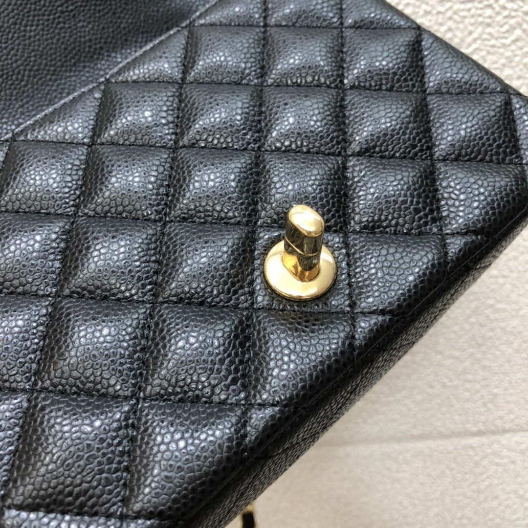 Chanel A35200 Mini Flap Bag 17cm Grained Calfskin Black Gold