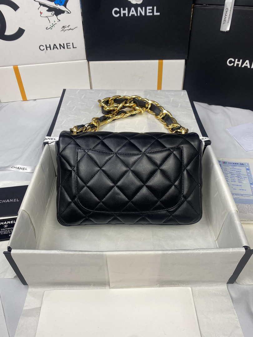 Chanel AS3215 Large Flap Bag Lambskin Gold-Tone Metal Black