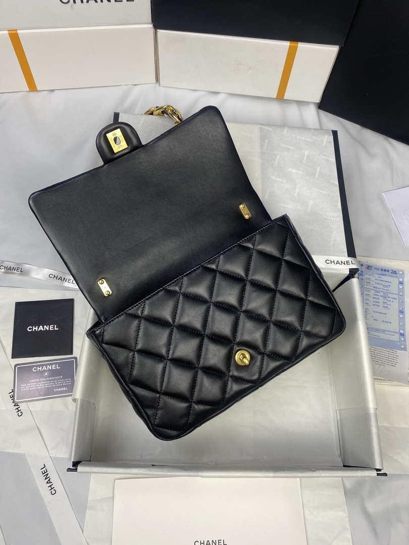 Chanel AS3215 Large Flap Bag Lambskin Gold-Tone Metal Black